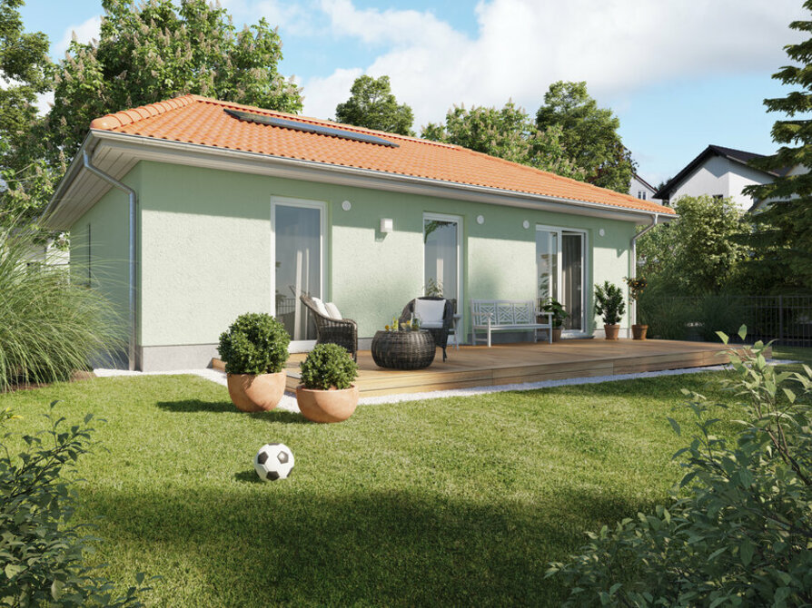 Town&Country Massivhaus, Bungalow 78 - Trend, Außenansicht, Terrasse