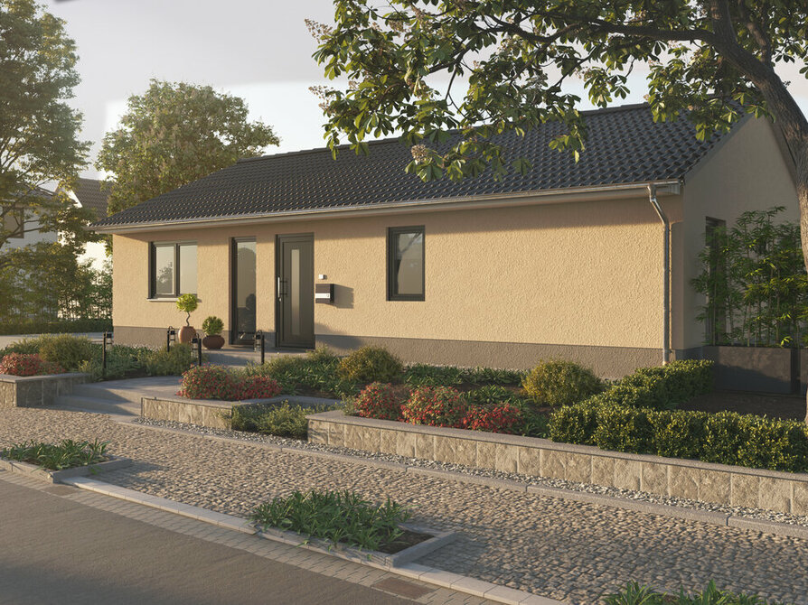 Town&Country Massivhaus, Bungalow 100 - Trend, Straße Außenansicht