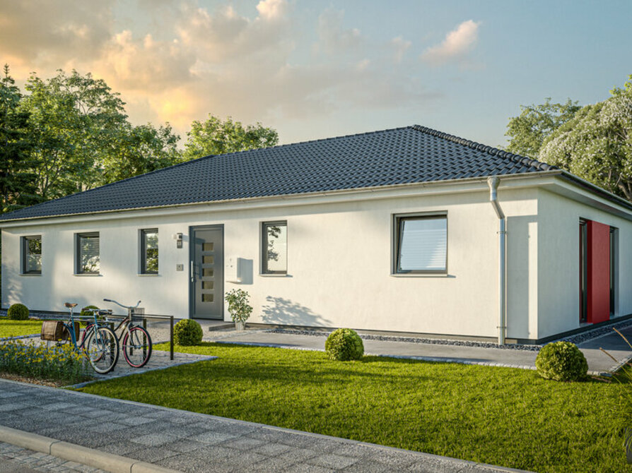 Town&Country Massivhaus, Winkelbungalow 132 - Style, Straße Außenansicht