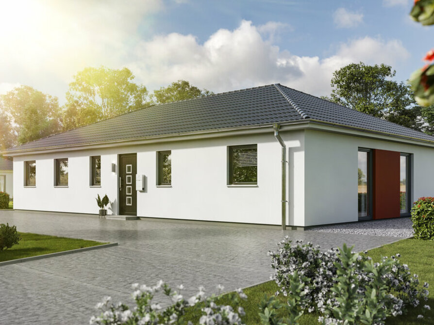 Town&Country Massivhaus, Winkelbungalow 132 - Style, Straße Außenansicht