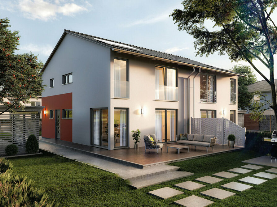 Town&Country Massivhaus, Doppelhaus Aura 141 – Style, Garten, Außenansicht