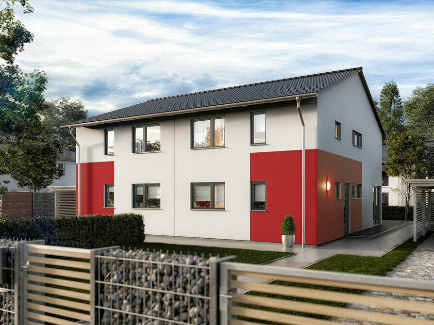 Town&Country Massivhaus, Doppelhaus Aura 141 – Style, Straße, Außenansicht