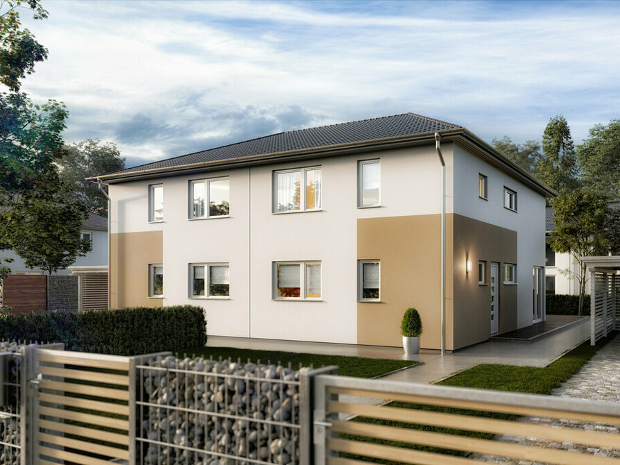 Town&Country Massivhaus, Doppelhaus Aura 141 – Trend, Straße, Außenansicht