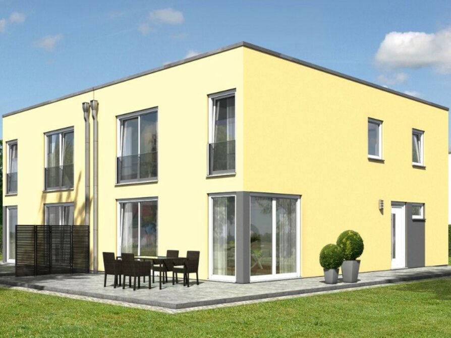 Town&Country Massivhaus, Doppelhaus City 140 – Trend, Garten, Außenansicht