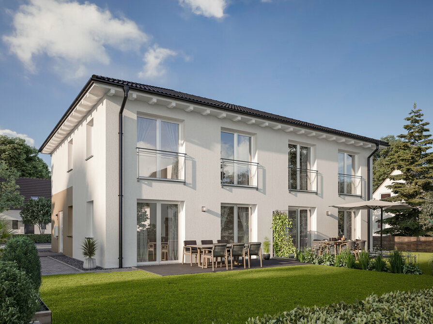 Town&Country Massivhaus, Doppelhaus Linz 110– Trend, Garten, Außenansicht