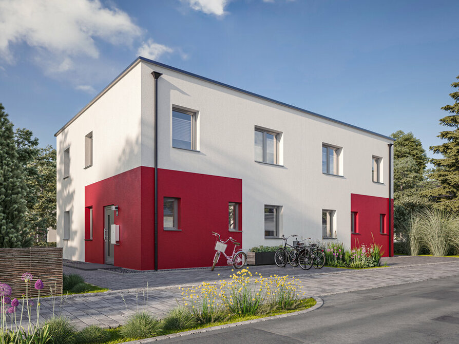 Town&Country Massivhaus, Doppelhaus Linz 110 – Style, Straße, Außenansicht