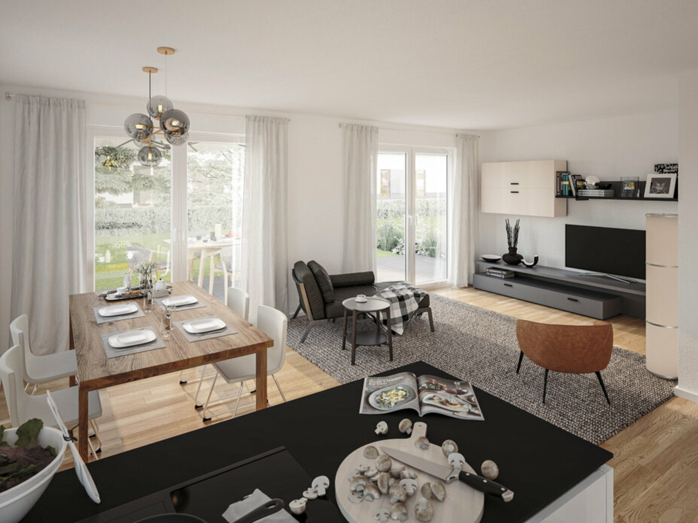 Doppelhaus_Linz_110_Wohnzimmer Town&Country Massivhaus, Doppelhaus Linz 110 – Wohnzimmer