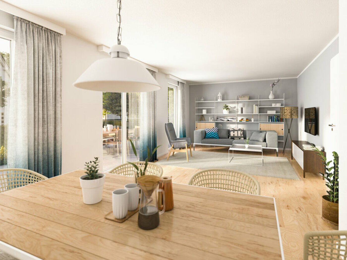 Flair-127-Einfamilienhaus_Wohnzimmer Town&Country Massivhaus, Einfamilienhaus, Flair 127 – Wohnzimmer