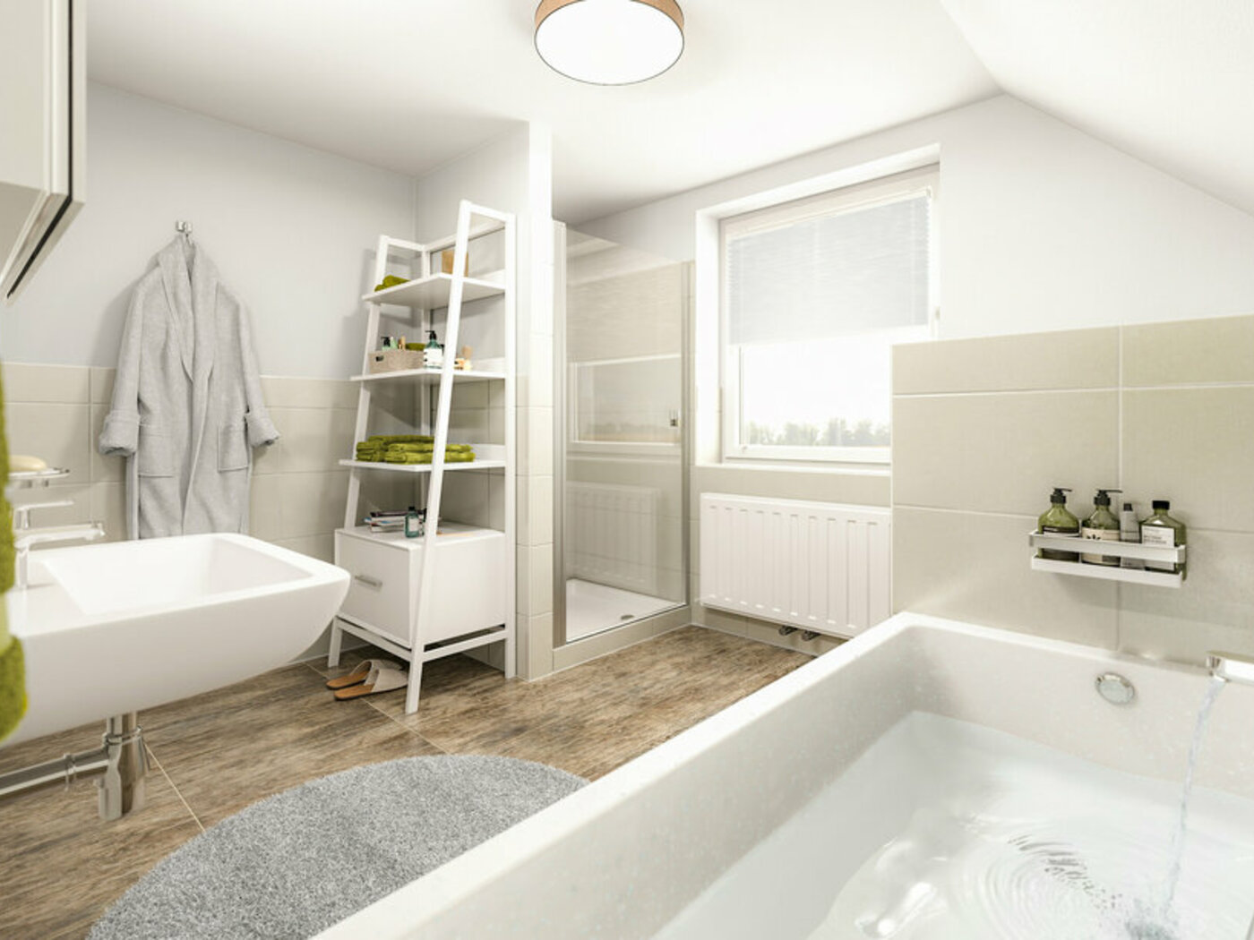 Flair-143-Einfamilienhaus-Badezimmer Town&Country Massivhaus, Einfamilienhaus, Flair 143 – Badezimmer