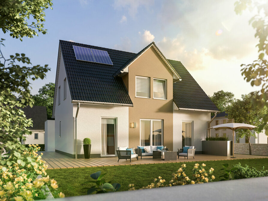 Town&Country Massivhaus, Einfamilienhaus, Flair 143 - Trend, Garten Außenansicht