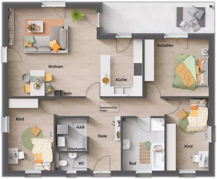 Grundriss_Winkelbungalow_108 Town & Country Massivhaus, Grundriss Winkelbungalow 108