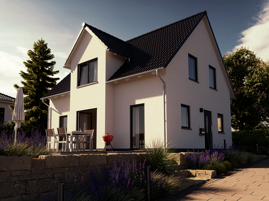 Town&Country Massivhaus, Einfamilienhaus, Lichthaus 128 - Trend, Garten Außenansicht
