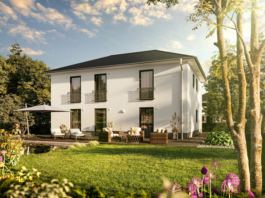Town&Country Massivhaus, Mehrfamilienhaus Flair 190 Duo – Elegance, Garten, Außenansicht