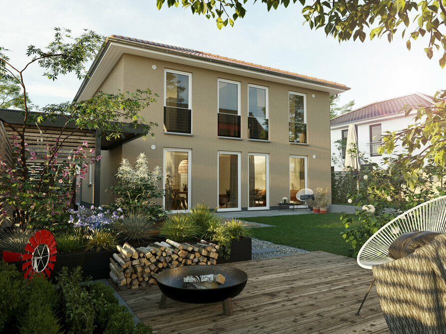 Town&Country Massivhaus, Stadtvilla 150 – Trend, Garten, Außenansicht