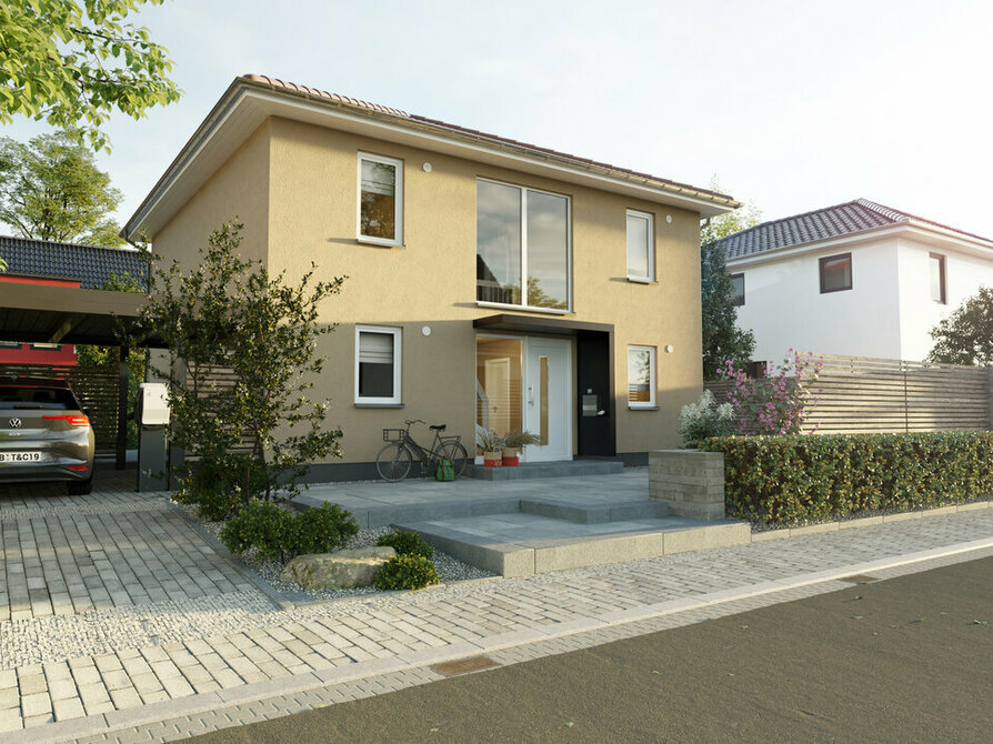 Town&Country Massivhaus, Stadtvilla 150 – Trend, Straße, Außenansicht