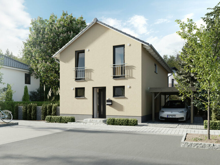 Town&Country Massivhaus, Einfamilienhaus, Aura 128 - Trend, Straße Außenansicht