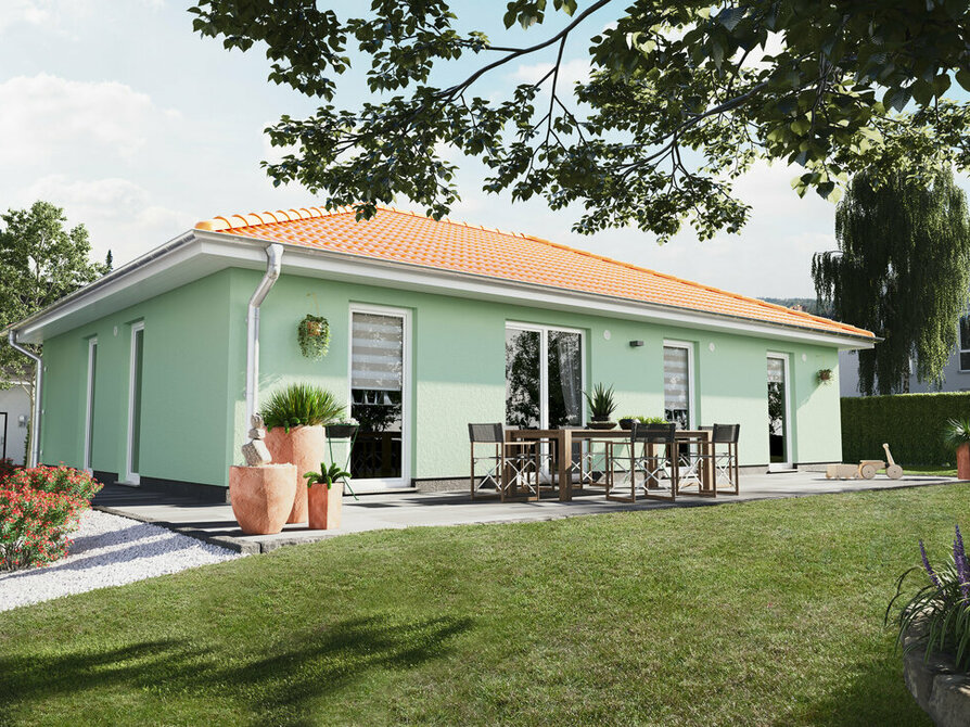 Town&Country Massivhaus, Bungalow 110 - Trend, Garten Außenansicht